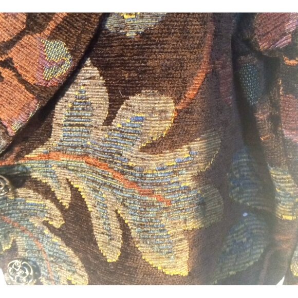 Silverado Floral Tapestry Cropped Blazer Jacket Women's  M Brown Chenille Boho - Picture 8 of 12